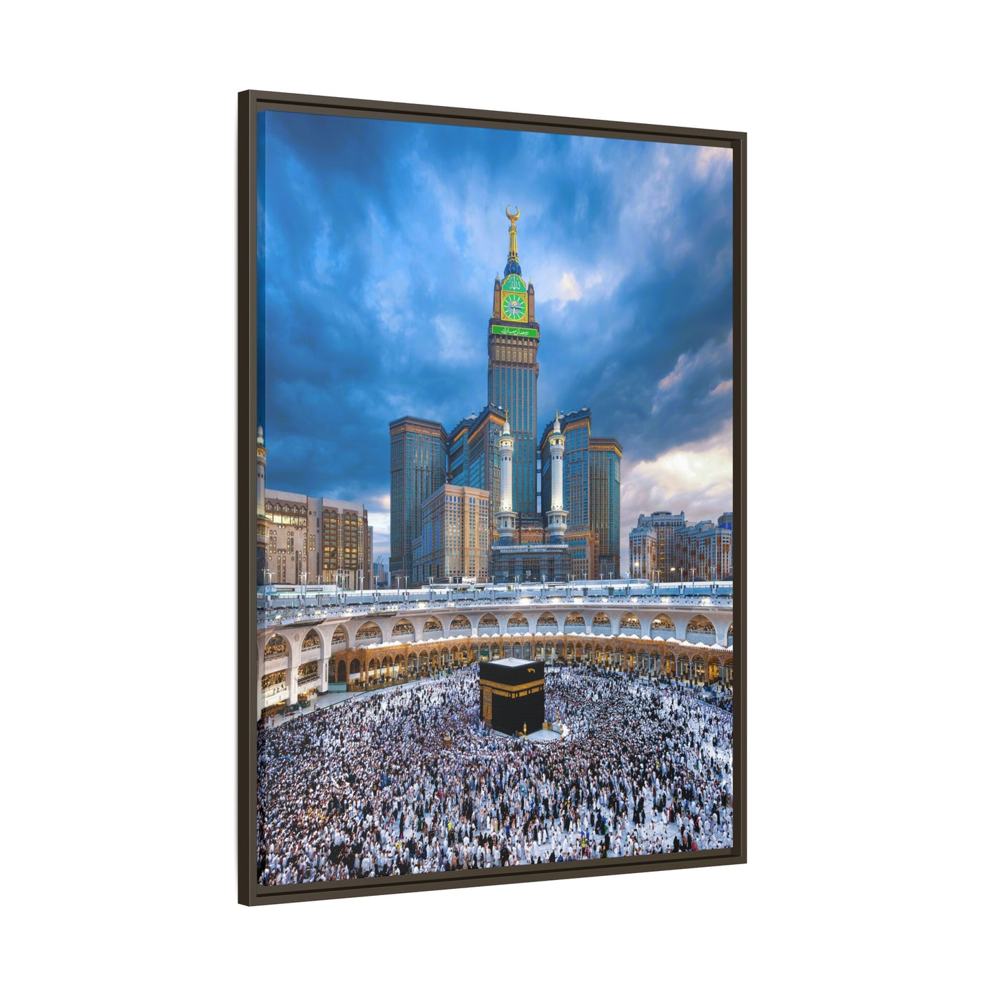Kaaba & Clock Tower – Classic Makkah Framed Canvas