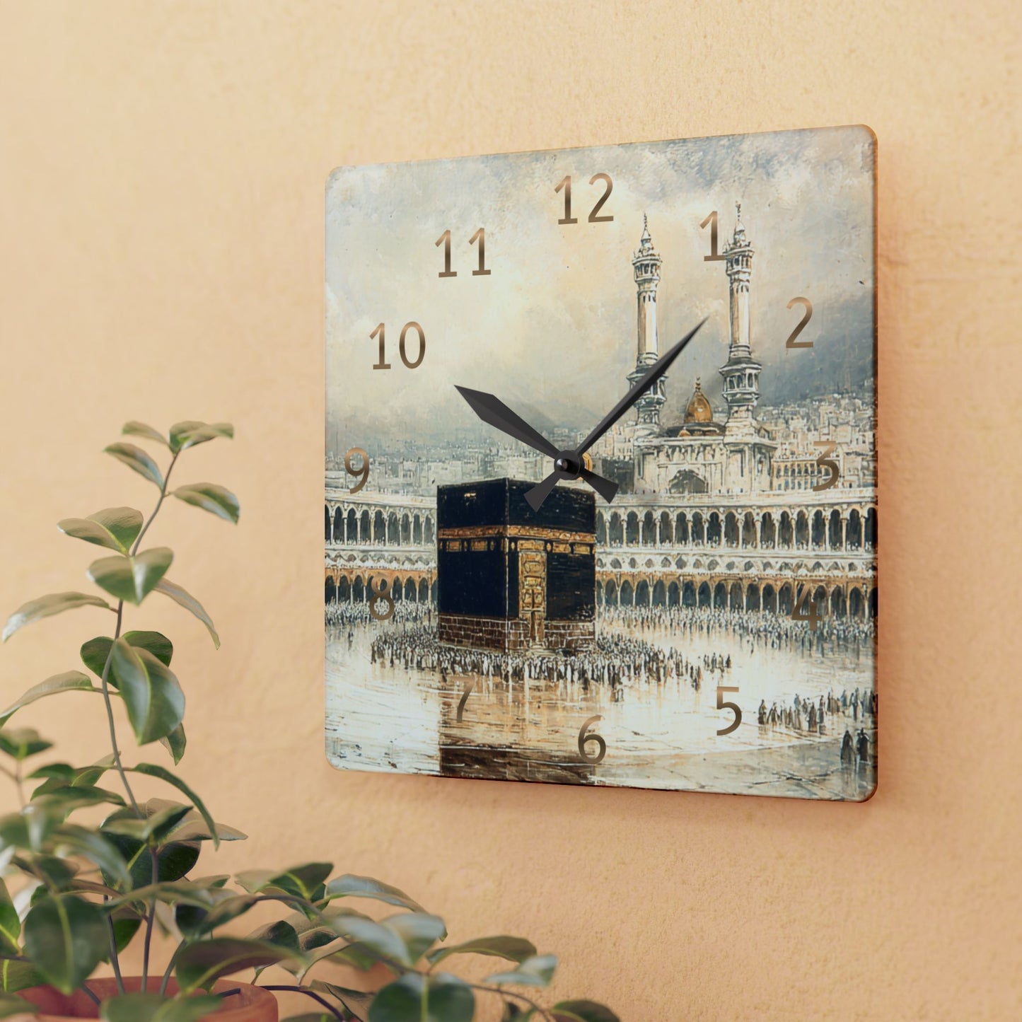 Kaaba Acrylic Wall Clock - English Numerals