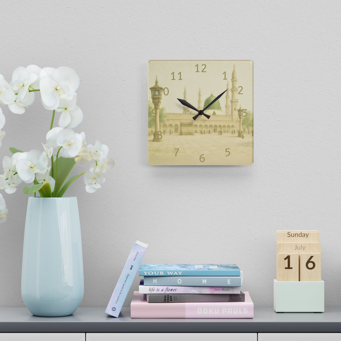 Masjid Nabawi Acrylic Wall Clock - English Numerals