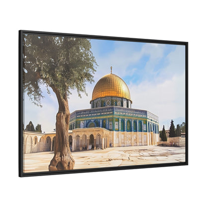 Dome of the Rock – Golden Dome & Olive Trees Framed Canvas