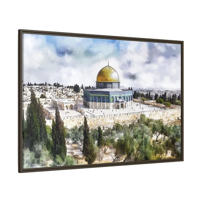 Dome of the Rock – Blue Sky & Olive Trees Framed Canvas