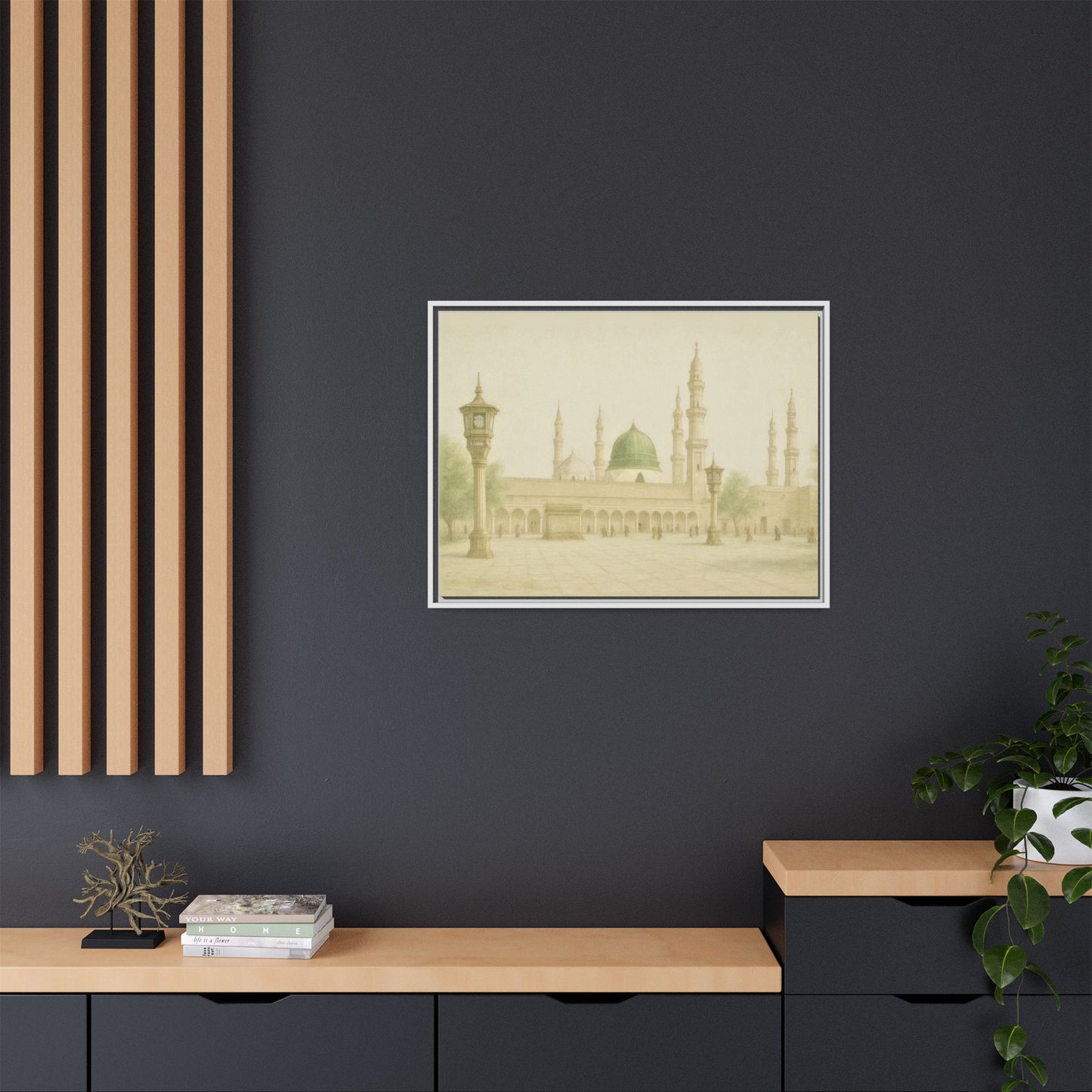 Masjid An-Nabawi Medina – Green Dome Framed Canvas