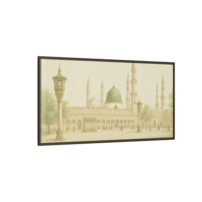 Masjid An-Nabawi Medina – Green Dome Framed Canvas