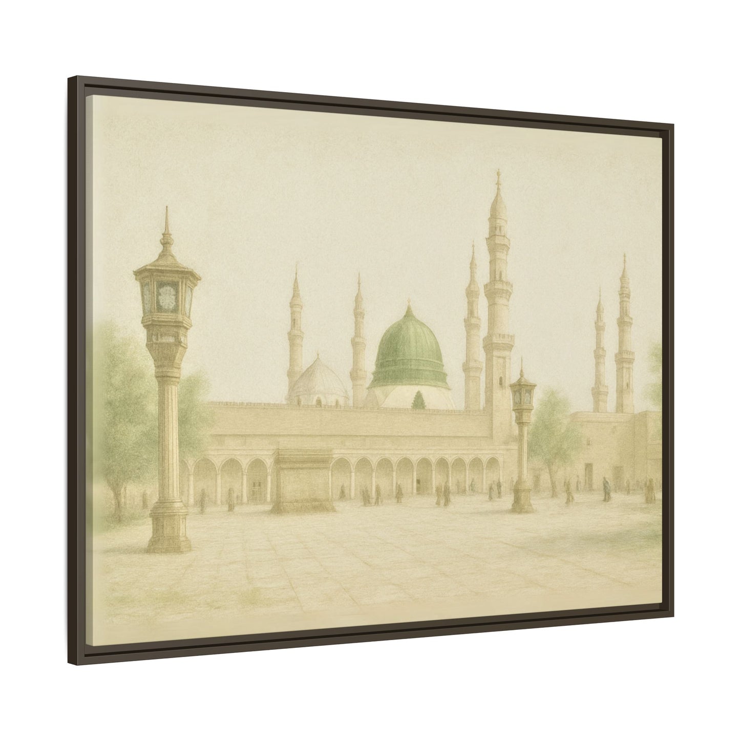 Masjid An-Nabawi Medina – Green Dome Framed Canvas