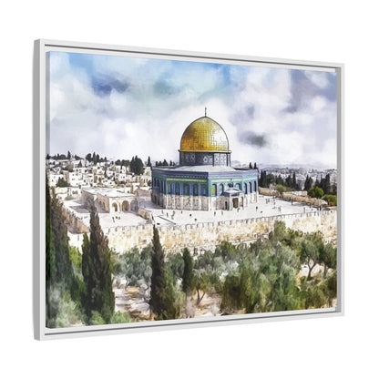 Dome of the Rock – Blue Sky & Olive Trees Framed Canvas