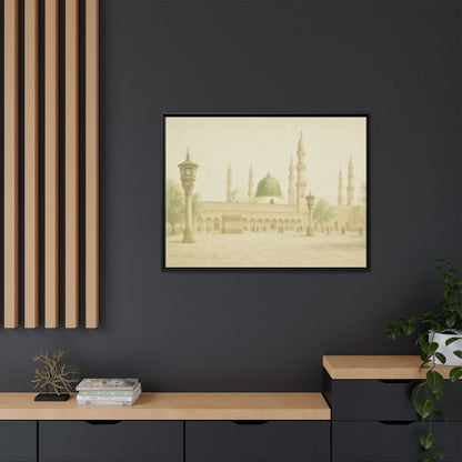 Masjid An-Nabawi Medina – Green Dome Framed Canvas