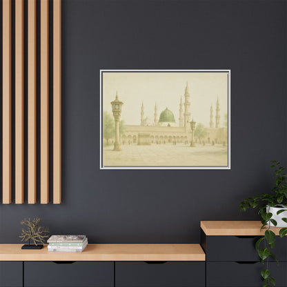 Masjid An-Nabawi Medina – Green Dome Framed Canvas