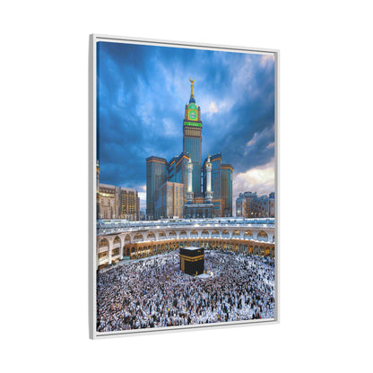 Kaaba & Clock Tower – Classic Makkah Framed Canvas