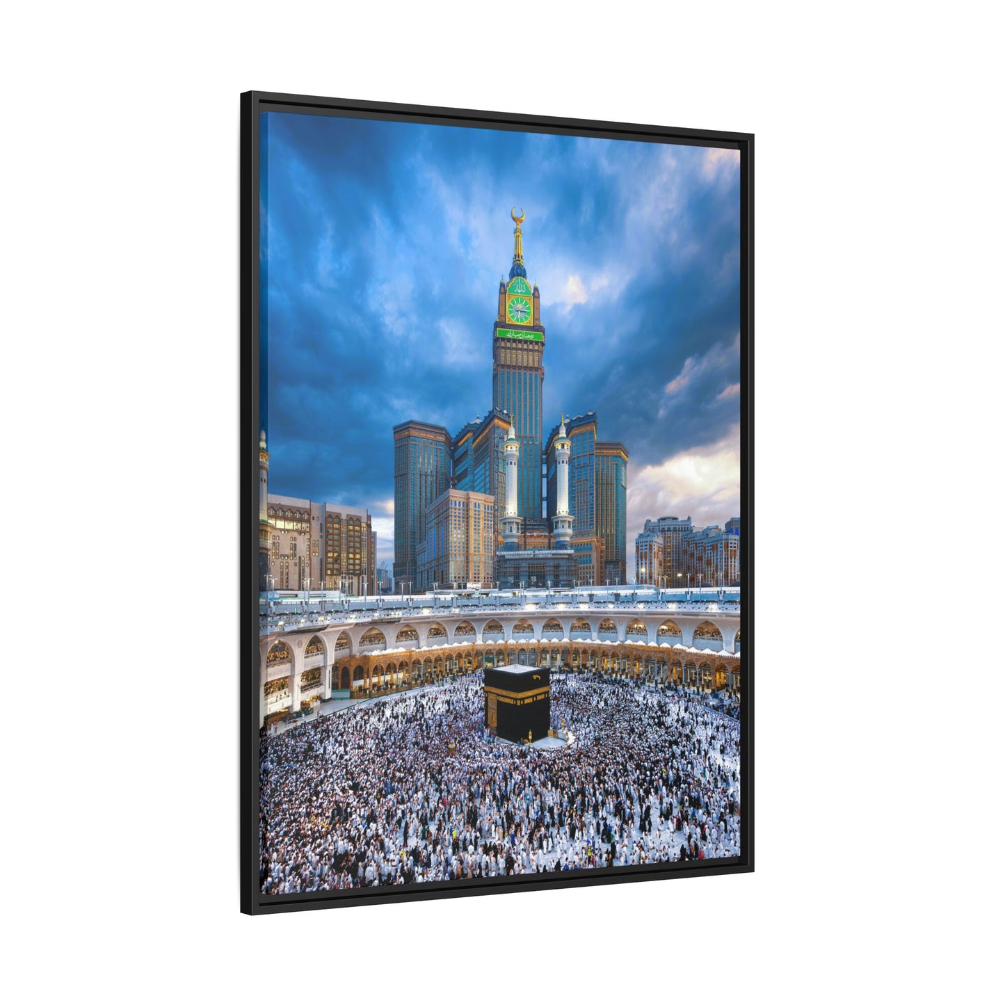 Kaaba & Clock Tower – Classic Makkah Framed Canvas