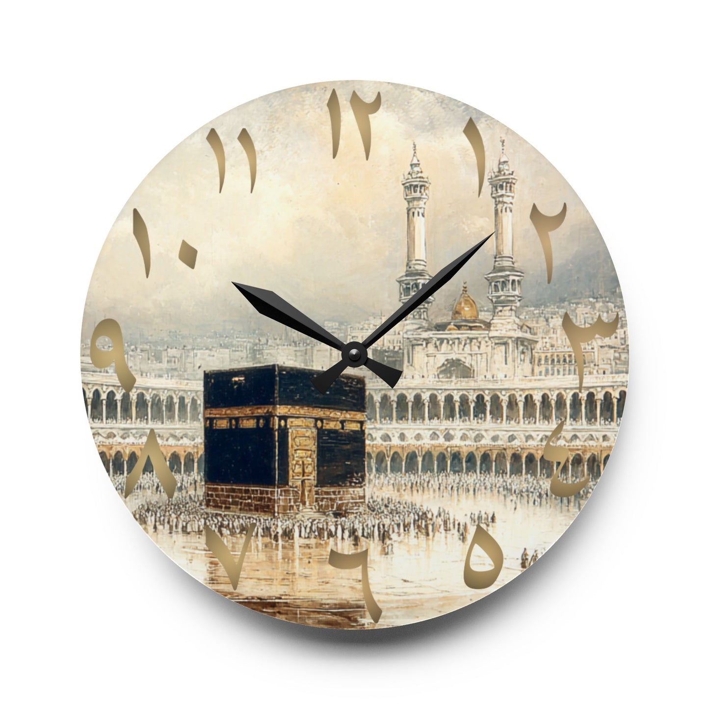 Kaaba Acrylic Wall Clock - Arabic Numerals
