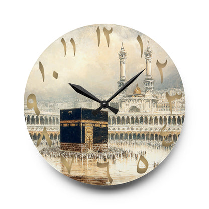 Kaaba Acrylic Wall Clock - Arabic Numerals