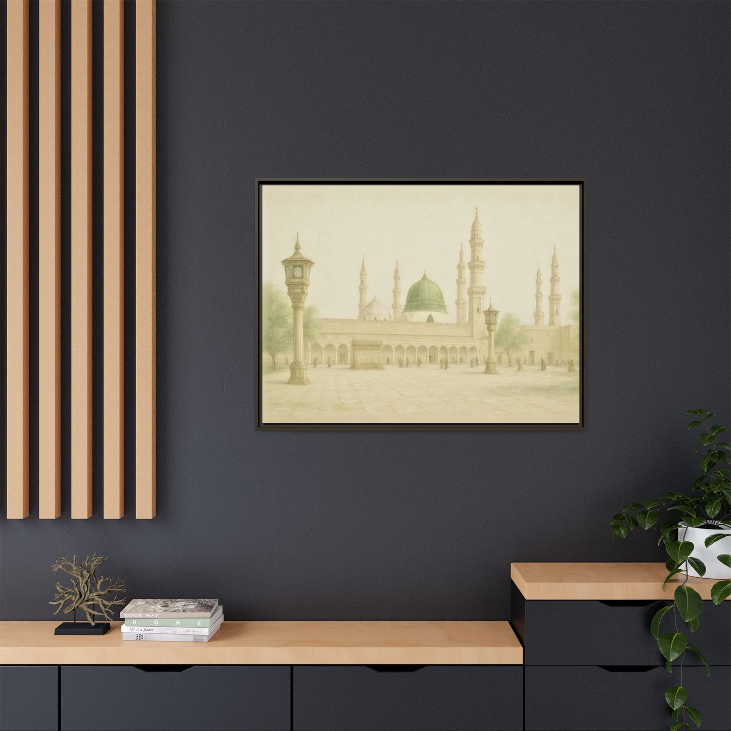 Masjid An-Nabawi Medina – Green Dome Framed Canvas