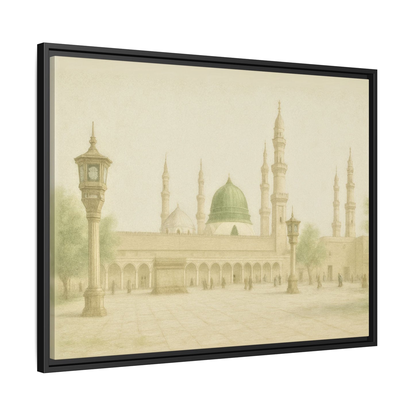 Masjid An-Nabawi Medina – Green Dome Framed Canvas