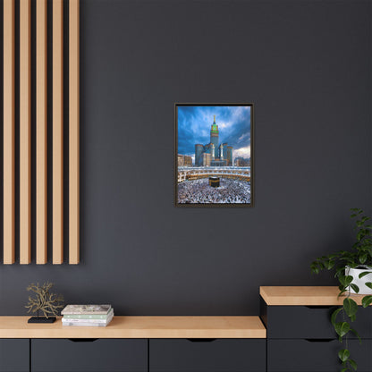 Kaaba & Clock Tower – Classic Makkah Framed Canvas