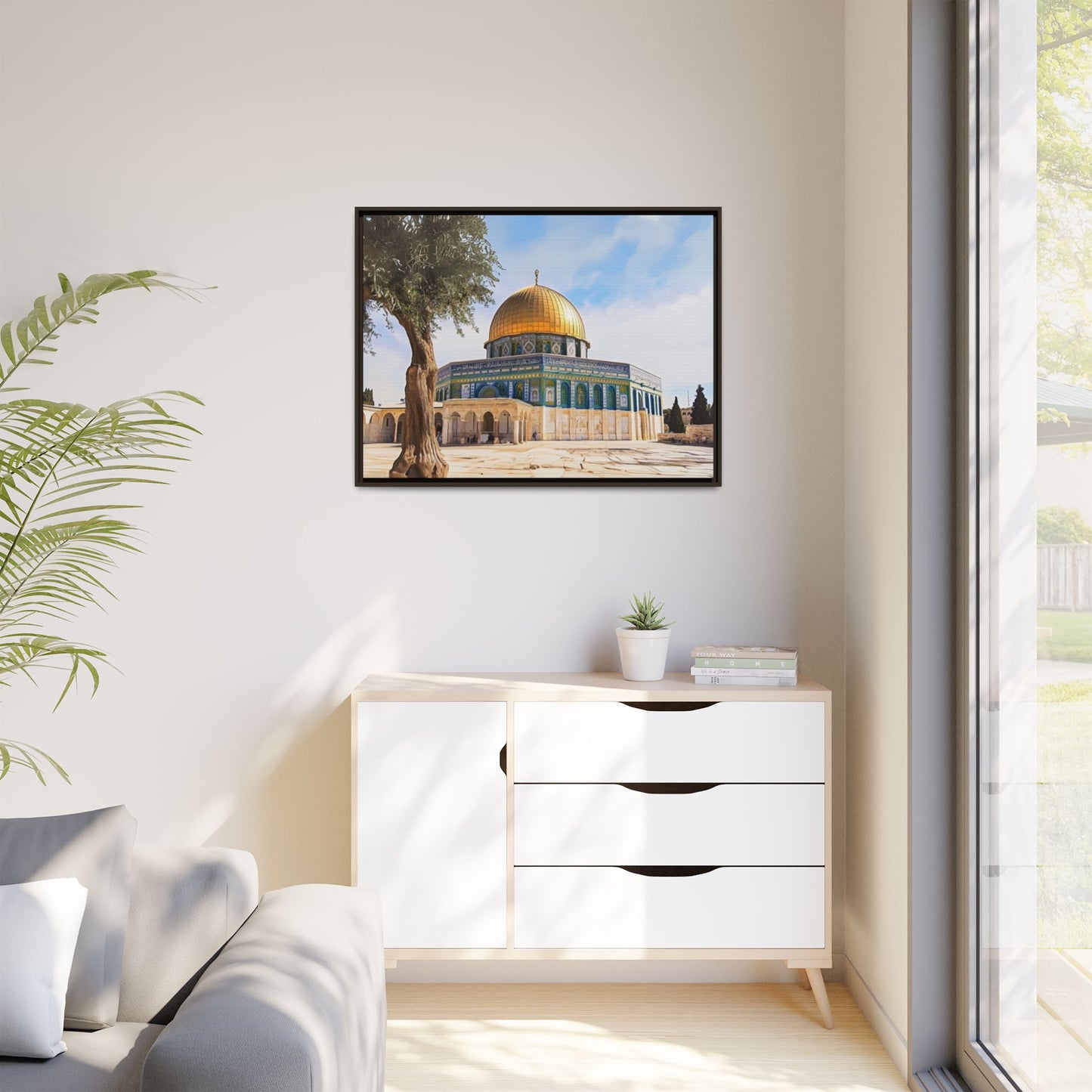 Dome of the Rock – Golden Dome & Olive Trees Framed Canvas