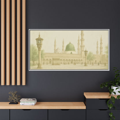 Masjid An-Nabawi Medina – Green Dome Framed Canvas