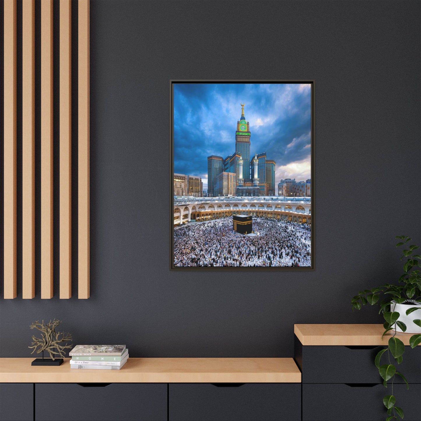 Kaaba & Clock Tower – Classic Makkah Framed Canvas