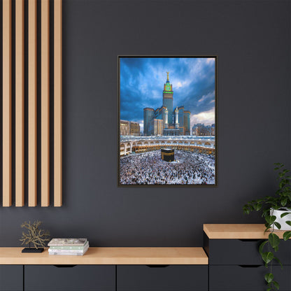 Kaaba & Clock Tower – Classic Makkah Framed Canvas