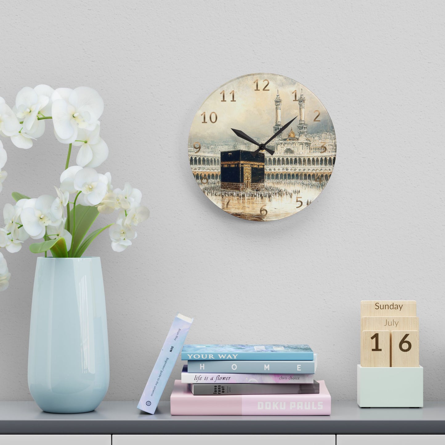 Kaaba Acrylic Wall Clock - English Numerals