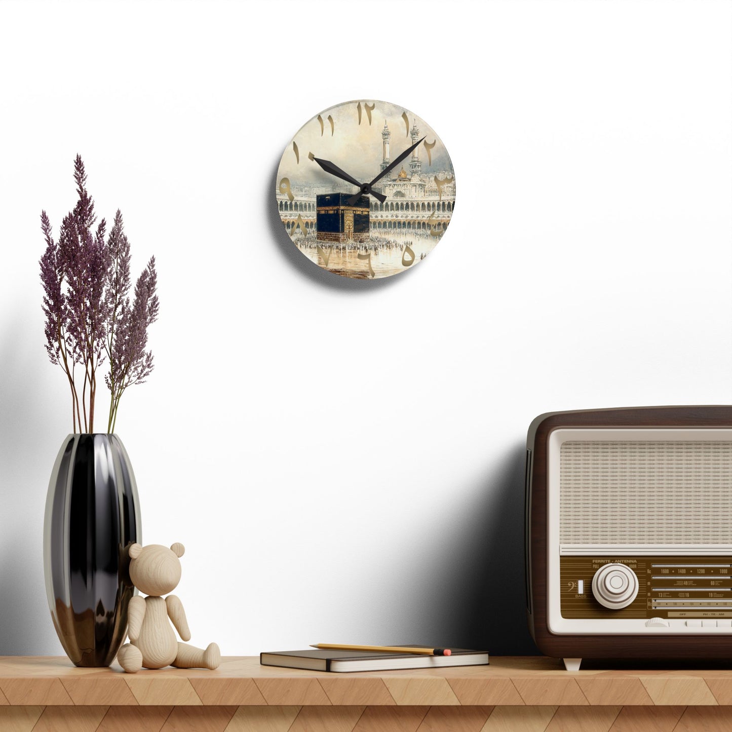 Kaaba Acrylic Wall Clock - Arabic Numerals