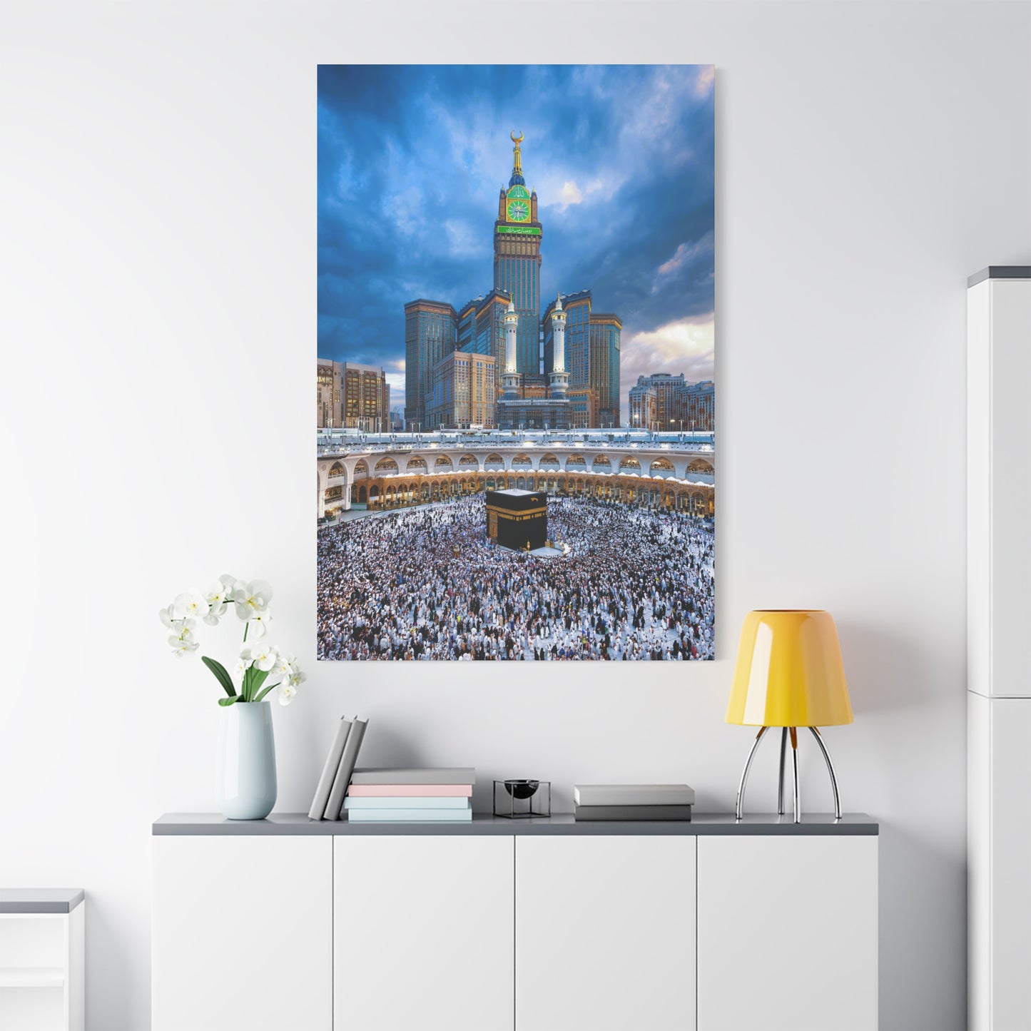 Majestic Kaaba Canvas – Mecca Clock Tower Wall Art (1.25" Depth)