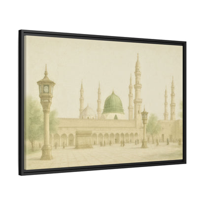 Masjid An-Nabawi Medina – Green Dome Framed Canvas