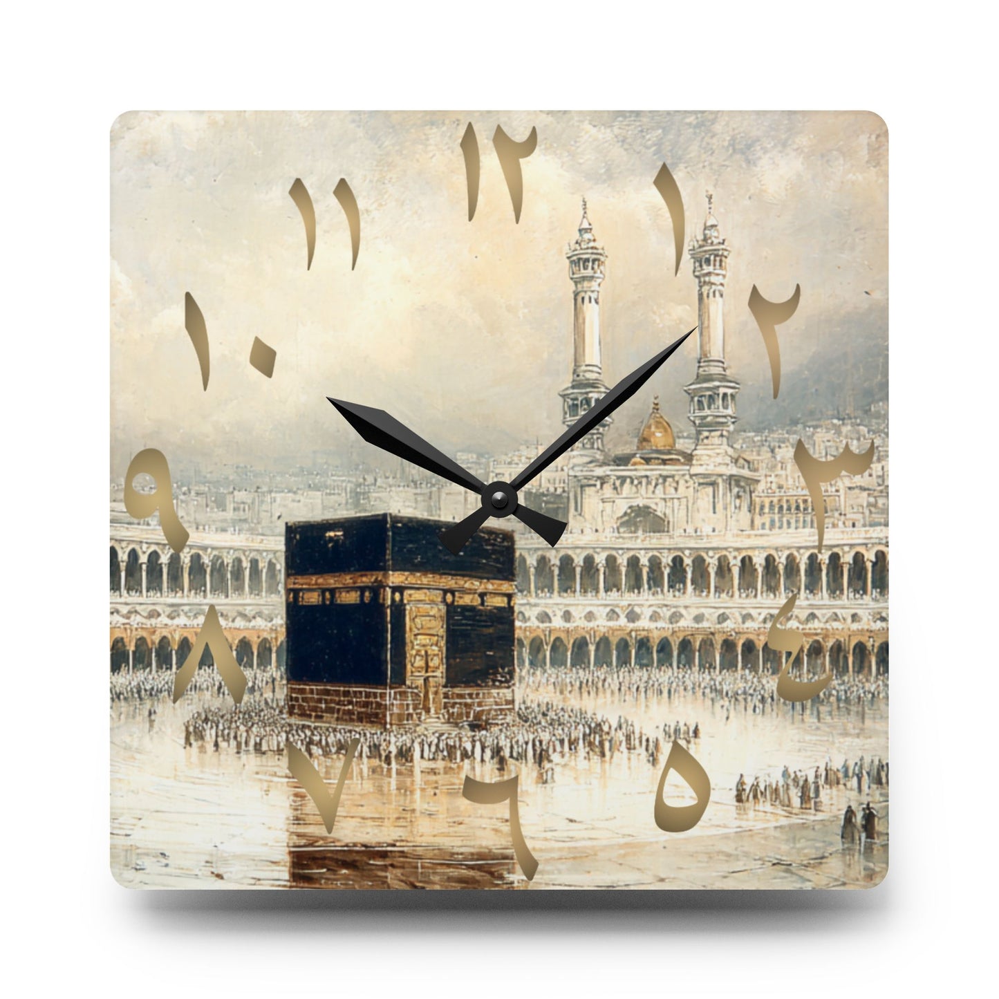 Kaaba Acrylic Wall Clock - Arabic Numerals