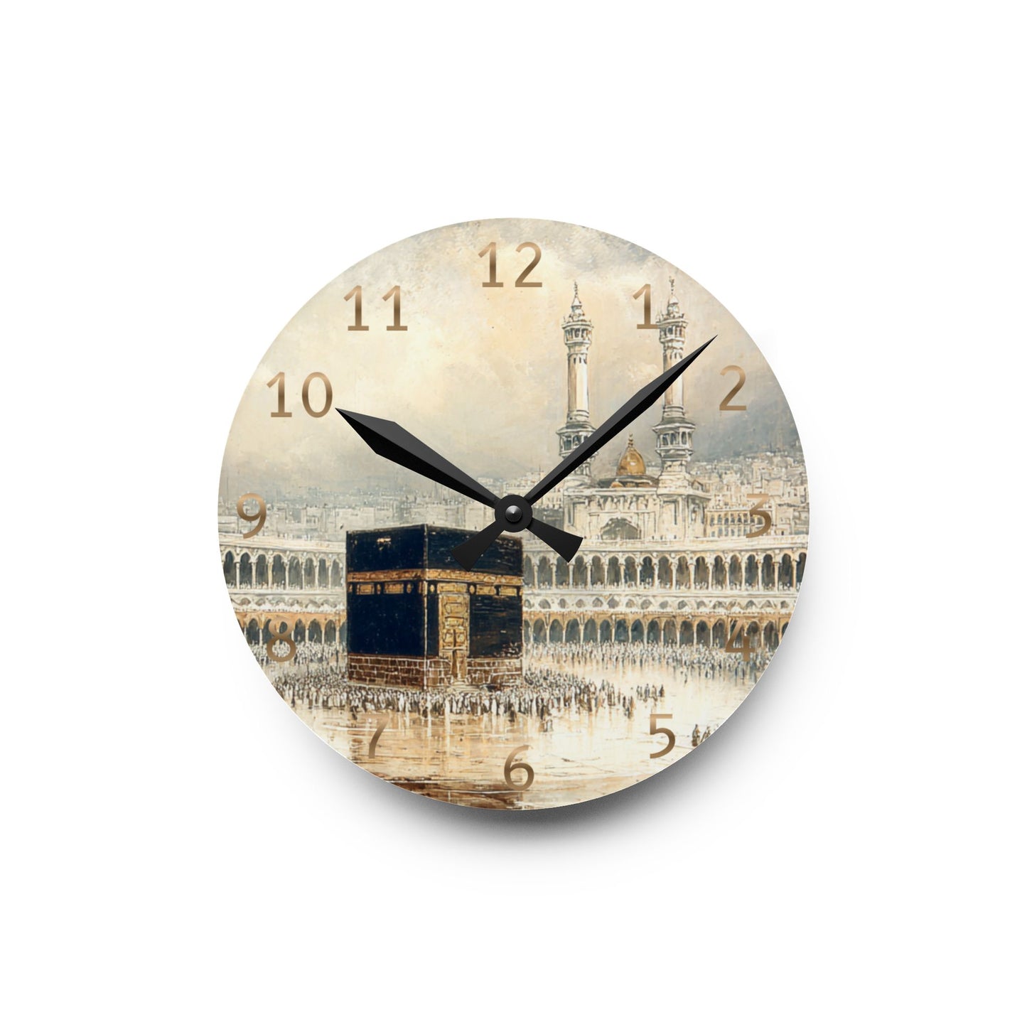 Kaaba Acrylic Wall Clock - English Numerals