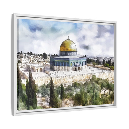 Dome of the Rock – Blue Sky & Olive Trees Framed Canvas