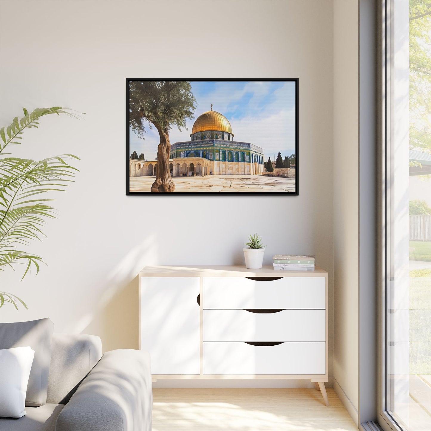 Dome of the Rock – Golden Dome & Olive Trees Framed Canvas