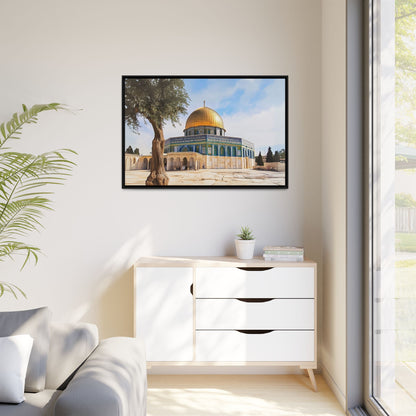 Dome of the Rock – Golden Dome & Olive Trees Framed Canvas