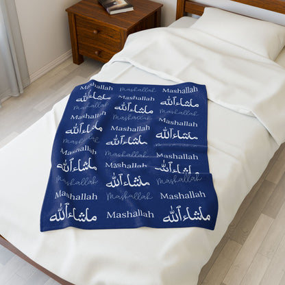 Mashallah Blanket – Dark Blue & White