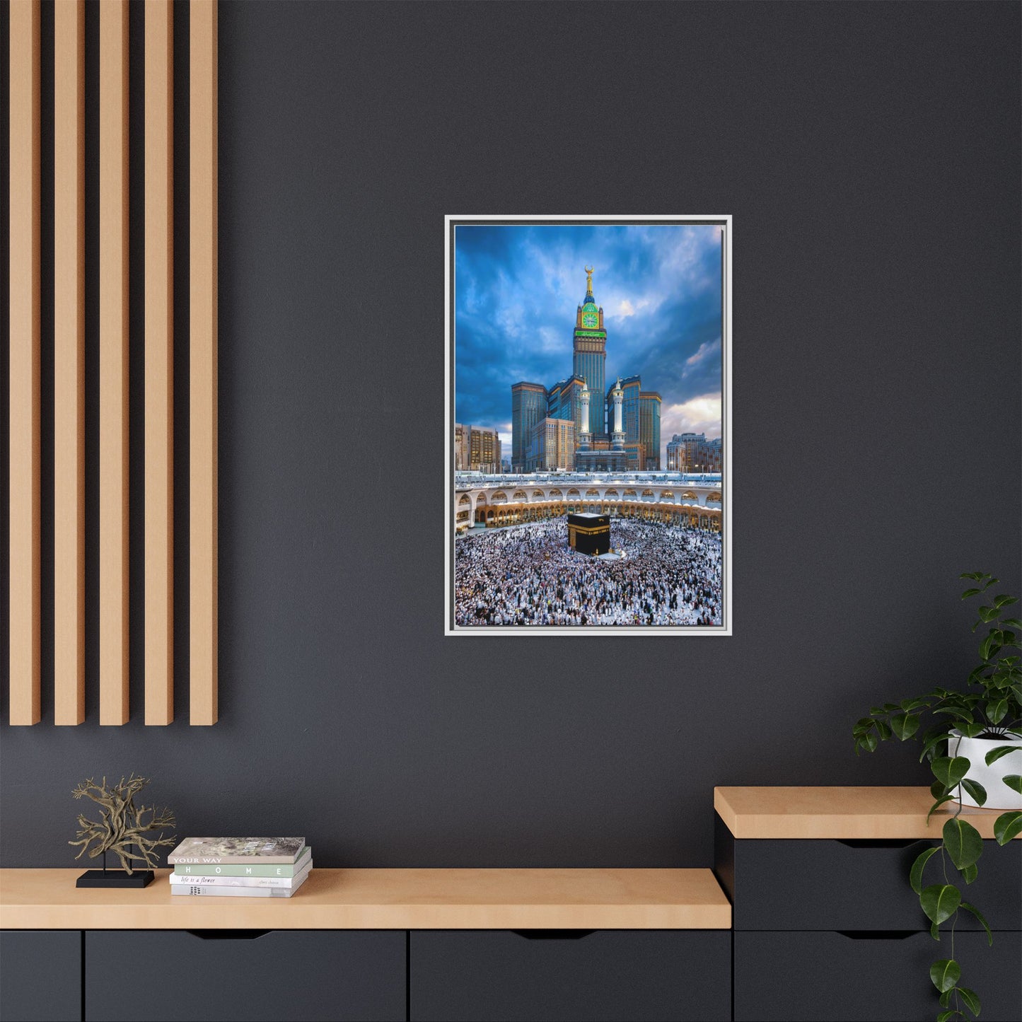 Kaaba & Clock Tower – Classic Makkah Framed Canvas