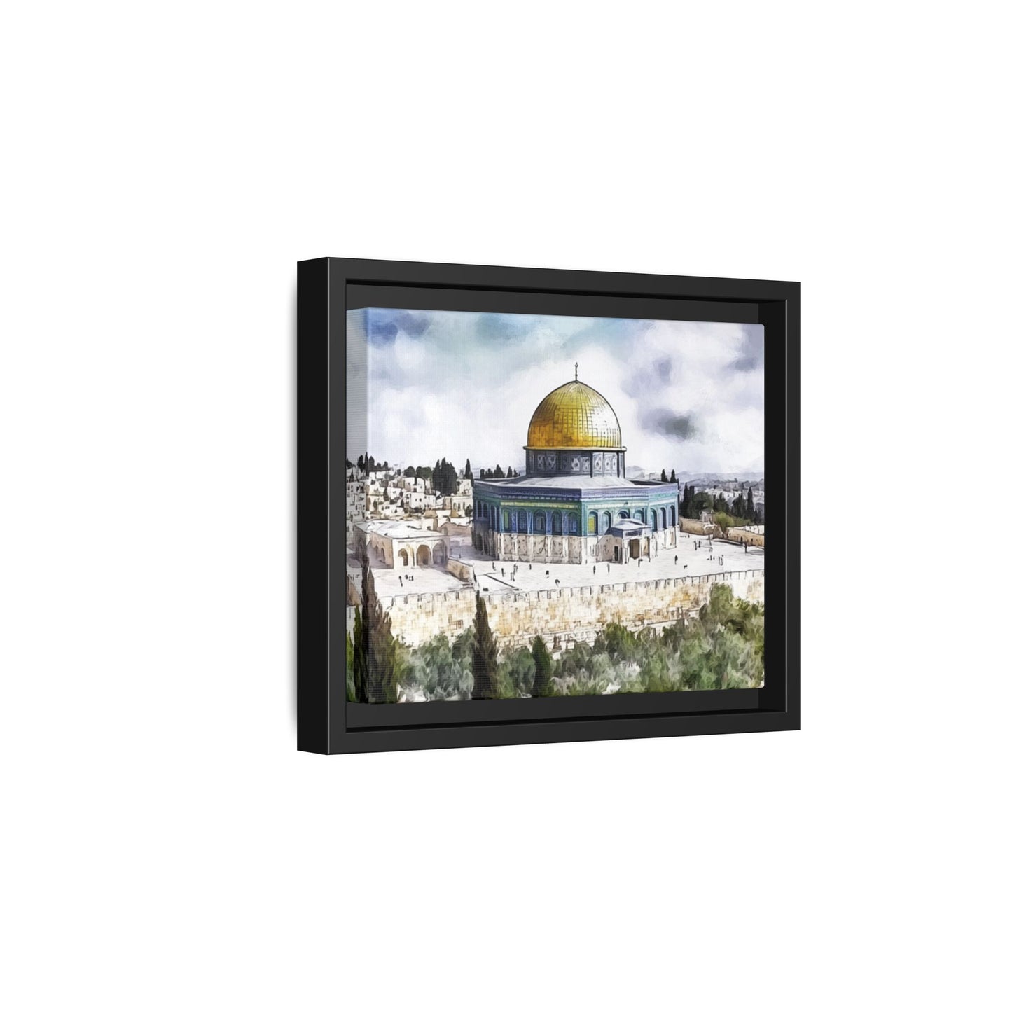 Dome of the Rock – Blue Sky & Olive Trees Framed Canvas
