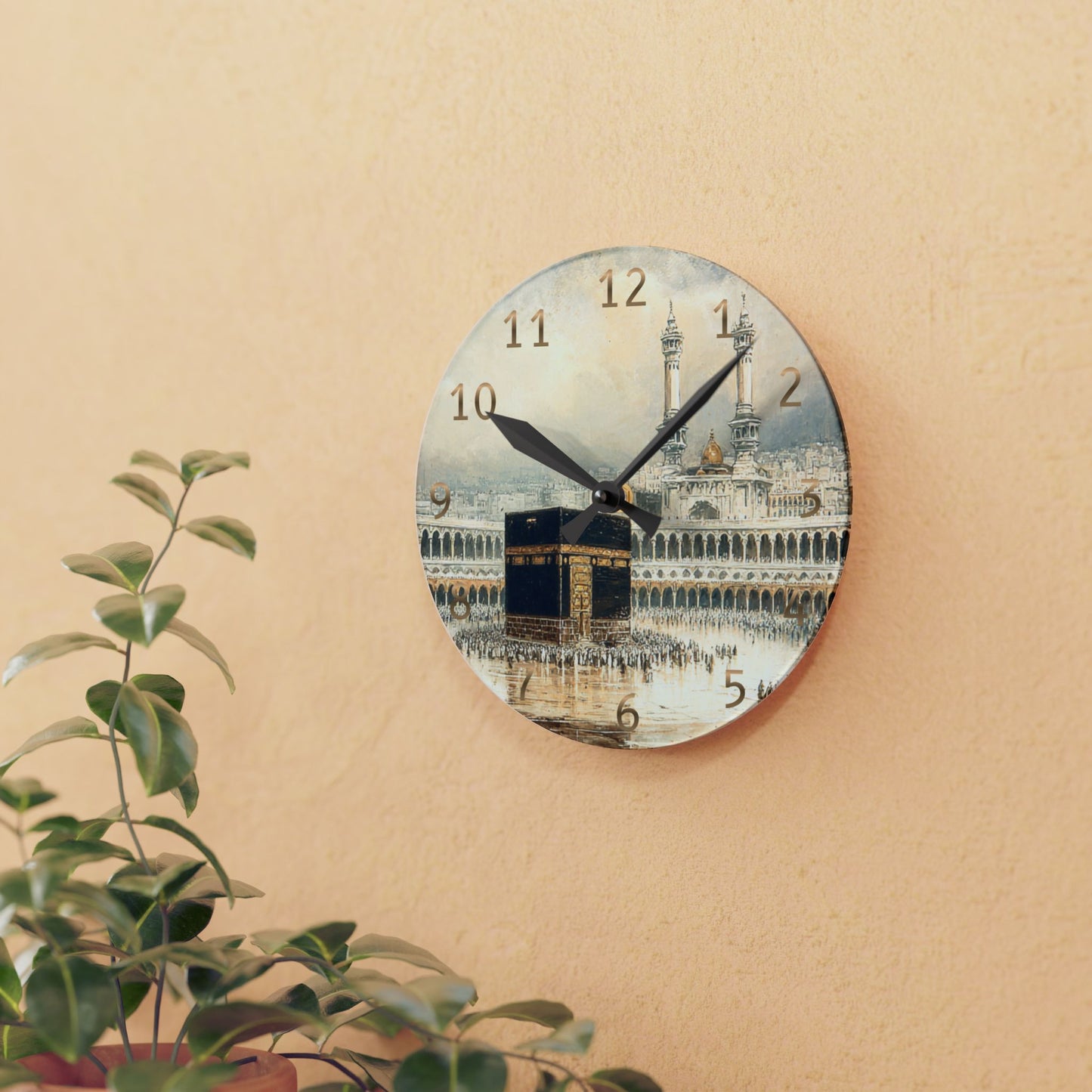 Kaaba Acrylic Wall Clock - English Numerals