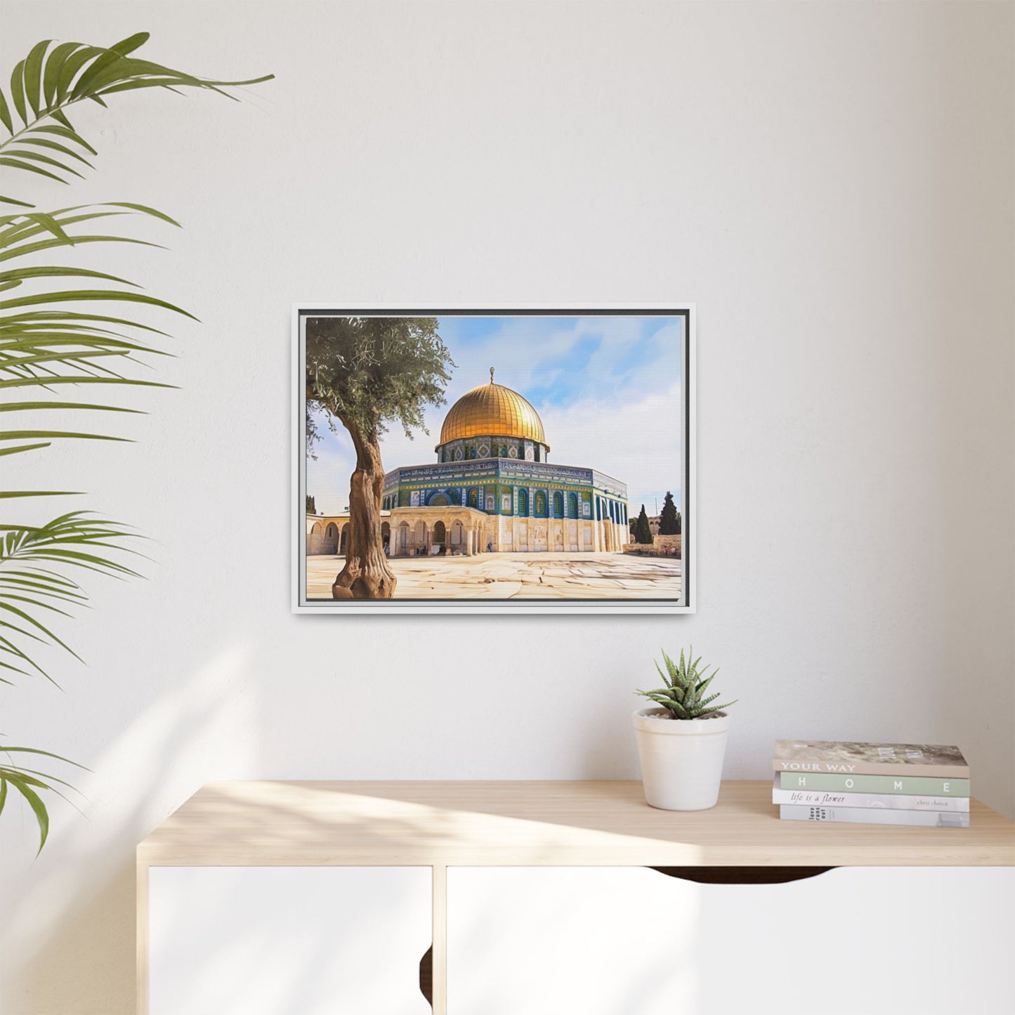 Dome of the Rock – Golden Dome & Olive Trees Framed Canvas