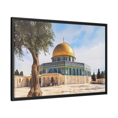 Dome of the Rock – Golden Dome & Olive Trees Framed Canvas