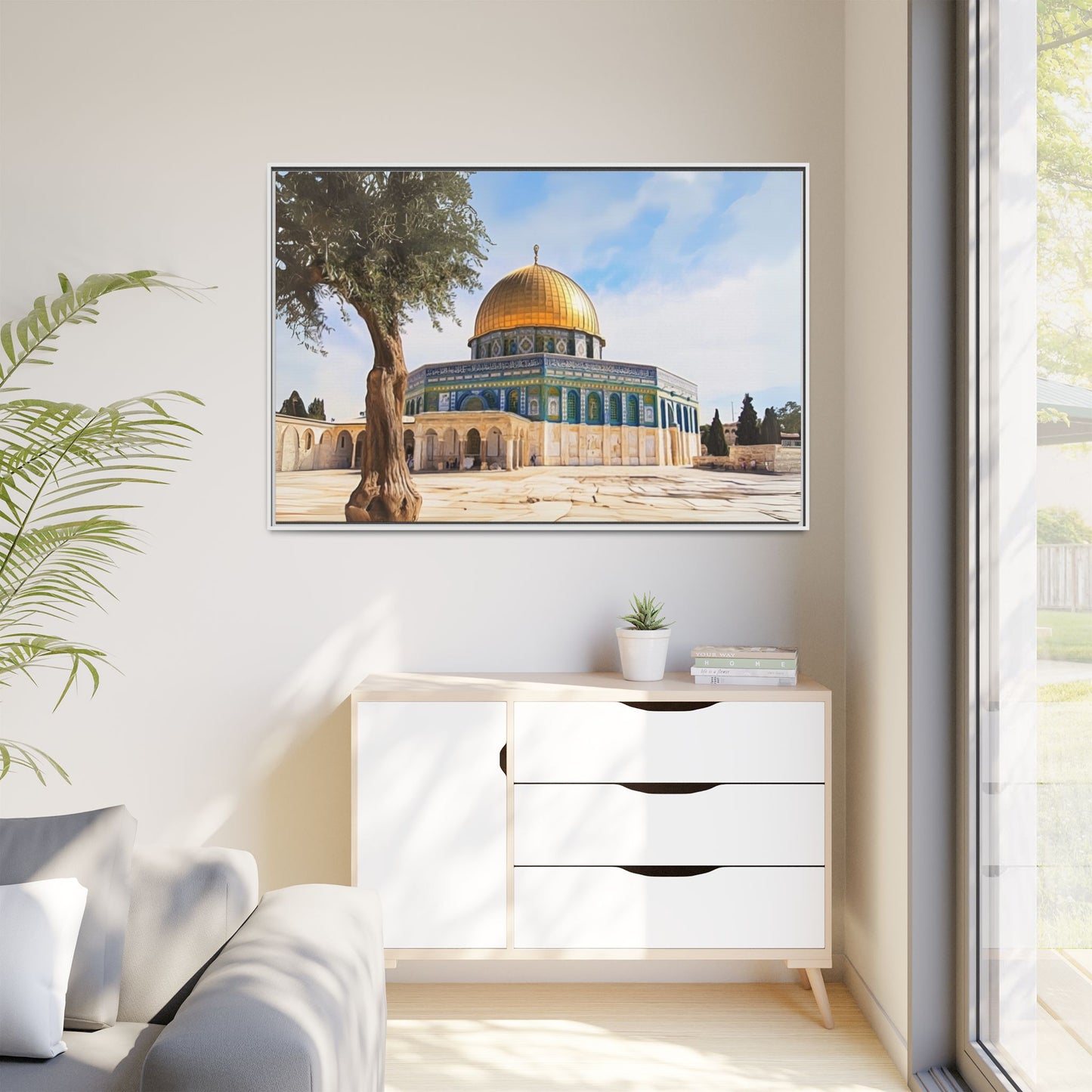 Dome of the Rock – Golden Dome & Olive Trees Framed Canvas