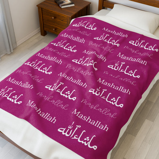 Mashallah Blanket – Magenta Pink & White