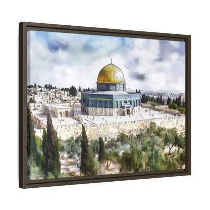 Dome of the Rock – Blue Sky & Olive Trees Framed Canvas