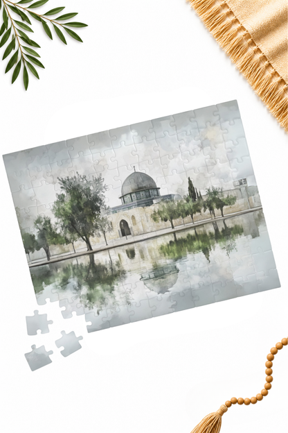 Masjid Al-Aqsa Watercolor Puzzle – Jerusalem Islamic Jigsaw Puzzle