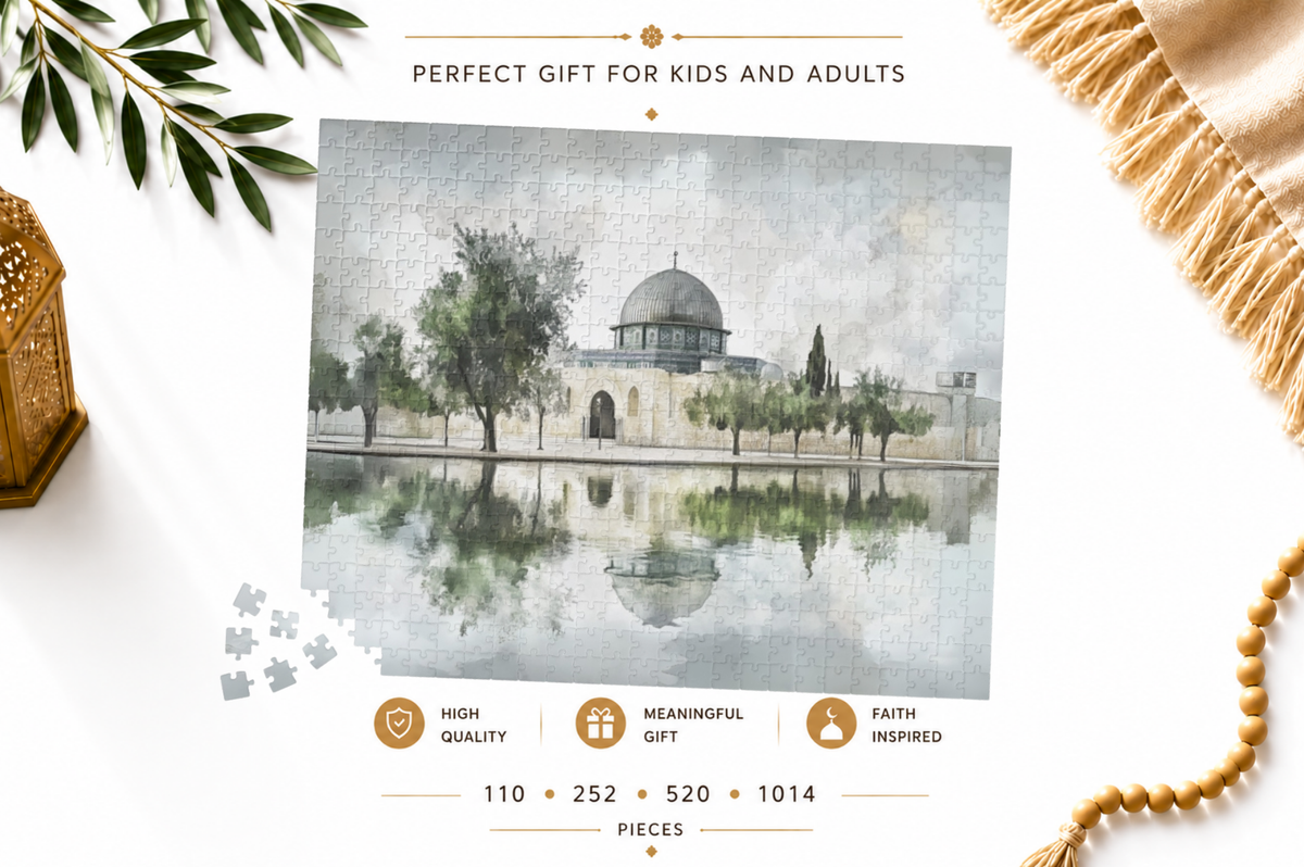 Masjid Al-Aqsa Watercolor Puzzle – Jerusalem Islamic Jigsaw Puzzle
