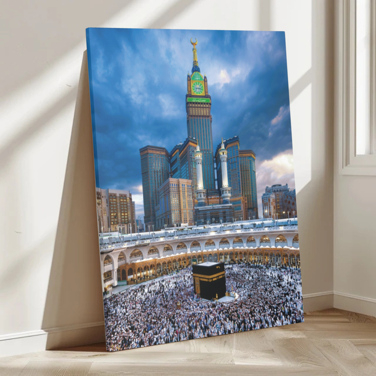 Majestic Kaaba Canvas Wall Art – Mecca Clock Tower Islamic Decor