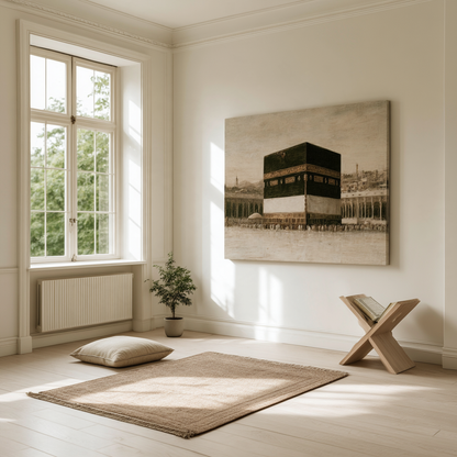 Vintage Kaaba Canvas Wall Art – Hajj & Islamic Home Decor