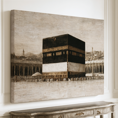 Vintage Kaaba Canvas Wall Art – Hajj & Islamic Home Decor