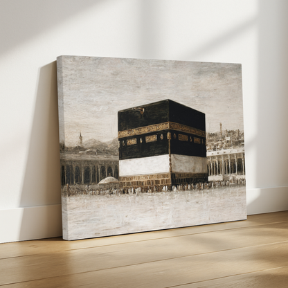 Vintage Kaaba Canvas Wall Art – Hajj & Islamic Home Decor