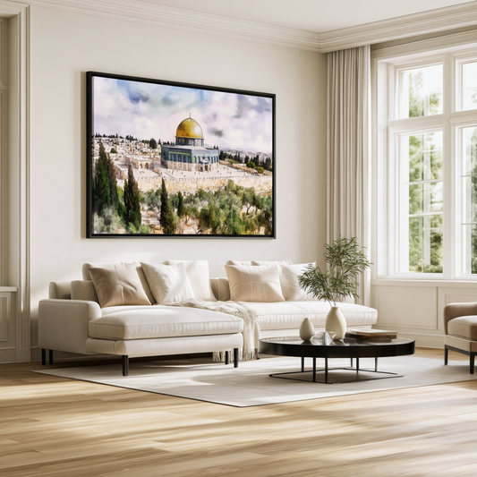 Dome of the Rock Framed Canvas – Jerusalem Islamic Wall Art
