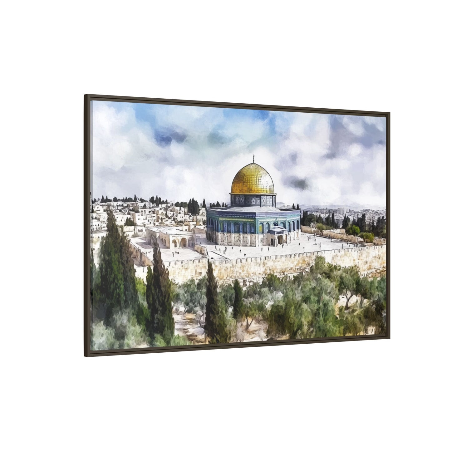 Dome of the Rock – Blue Sky & Olive Trees Framed Canvas