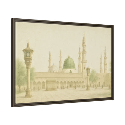 Masjid An-Nabawi Medina – Green Dome Framed Canvas