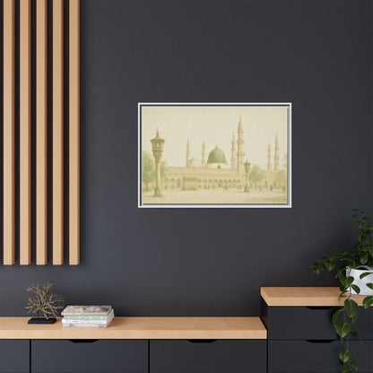Masjid An-Nabawi Medina – Green Dome Framed Canvas